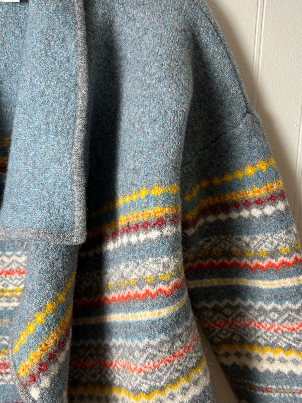 Sundance Lambswool Fair Isle Waterfall Cardigan Blue Women’s Small - Picture 4 of 5
